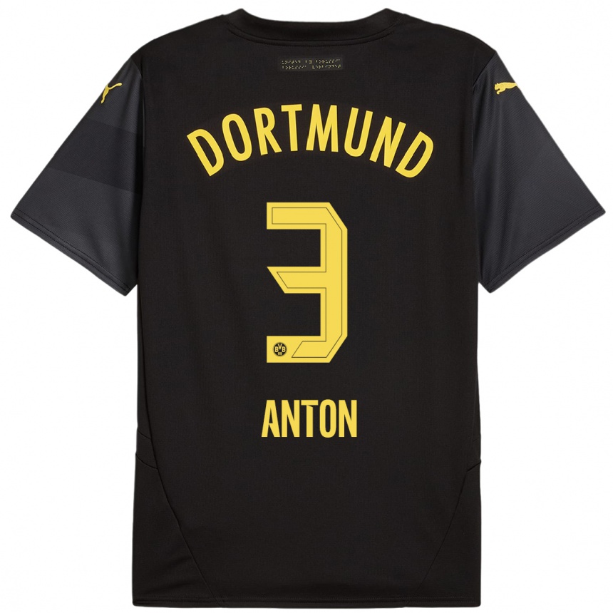 Niño Fútbol Camiseta Waldemar Anton #3 Negro Amarillo 2ª Equipación 2024/25