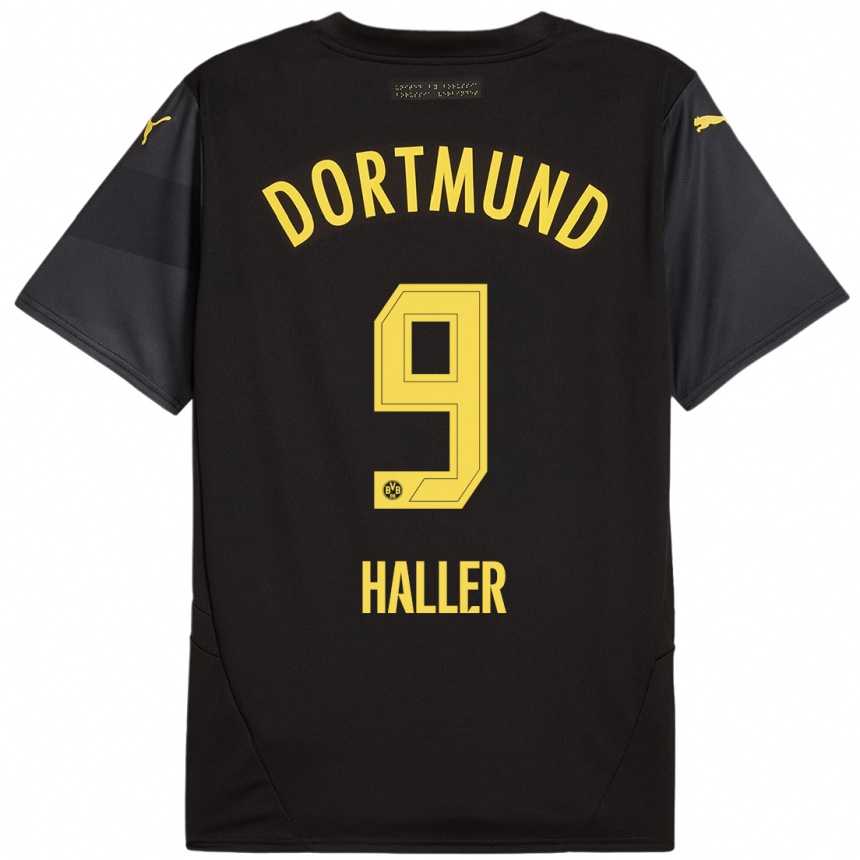 Niño Fútbol Camiseta Sebastien Haller #9 Negro Amarillo 2ª Equipación 2024/25