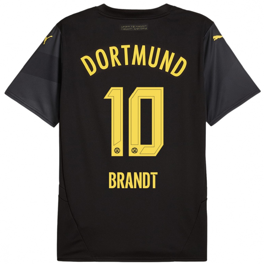 Niño Fútbol Camiseta Julian Brandt #10 Negro Amarillo 2ª Equipación 2024/25