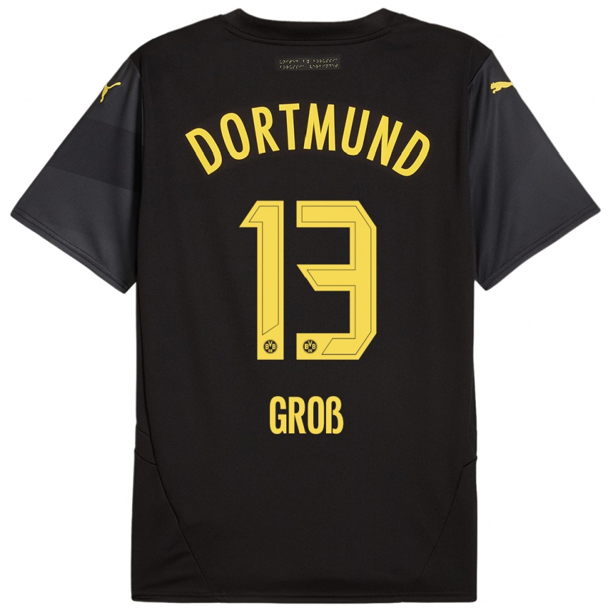 Niño Fútbol Camiseta Pascal Groß #13 Negro Amarillo 2ª Equipación 2024/25