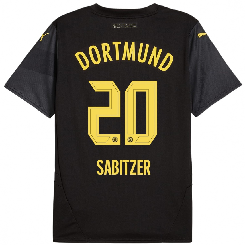 Niño Fútbol Camiseta Marcel Sabitzer #20 Negro Amarillo 2ª Equipación 2024/25