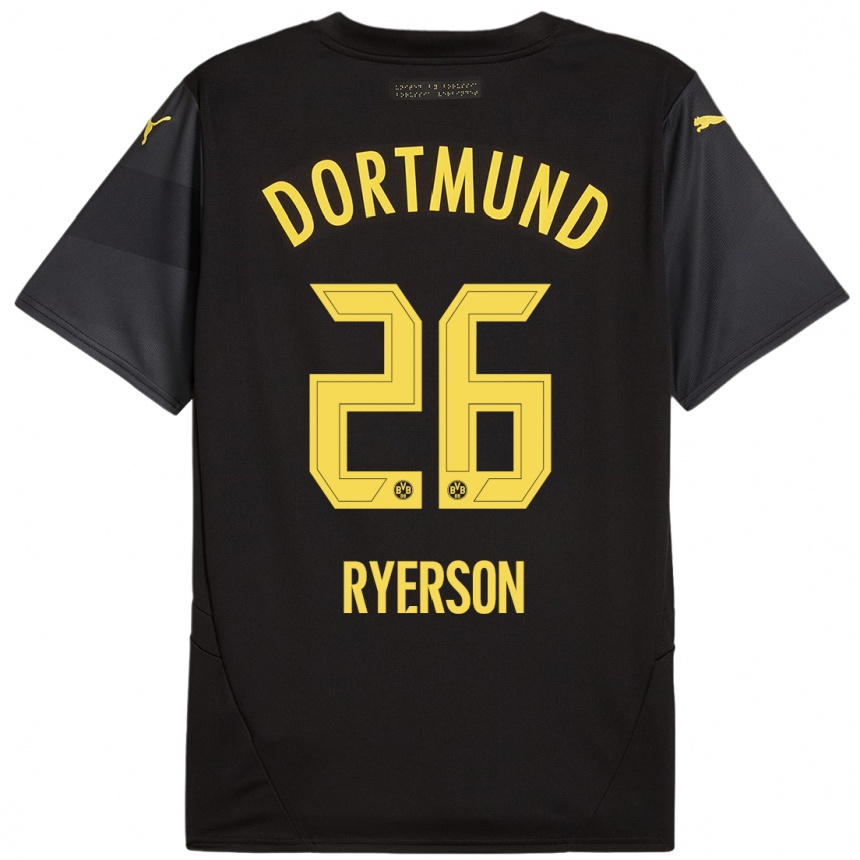 Niño Fútbol Camiseta Julian Ryerson #26 Negro Amarillo 2ª Equipación 2024/25