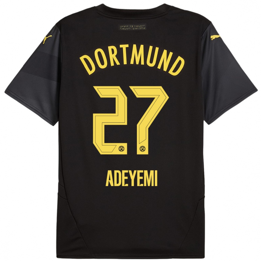 Niño Fútbol Camiseta Karim Adeyemi #27 Negro Amarillo 2ª Equipación 2024/25