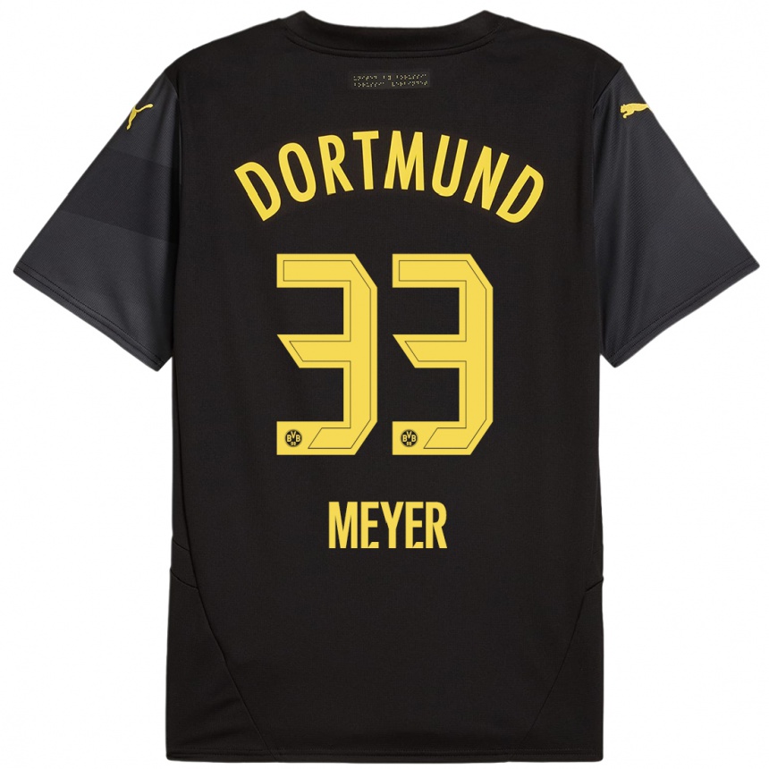 Niño Fútbol Camiseta Alexander Meyer #33 Negro Amarillo 2ª Equipación 2024/25