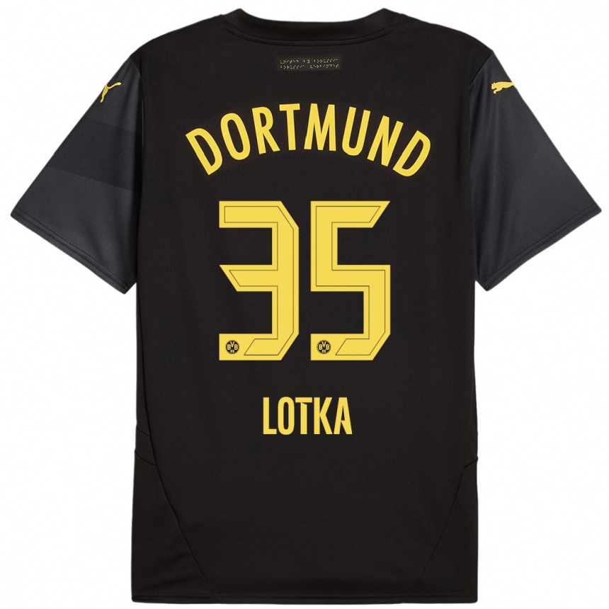 Niño Fútbol Camiseta Marcel Lotka #35 Negro Amarillo 2ª Equipación 2024/25