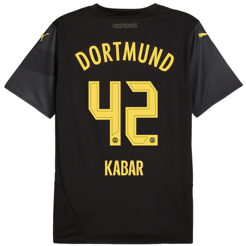 Niño Fútbol Camiseta Almugera Kabar #42 Negro Amarillo 2ª Equipación 2024/25