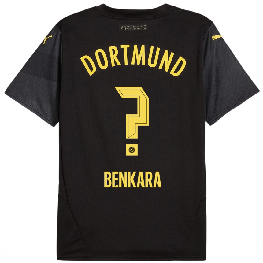 Niño Fútbol Camiseta Elias Benkara #0 Negro Amarillo 2ª Equipación 2024/25