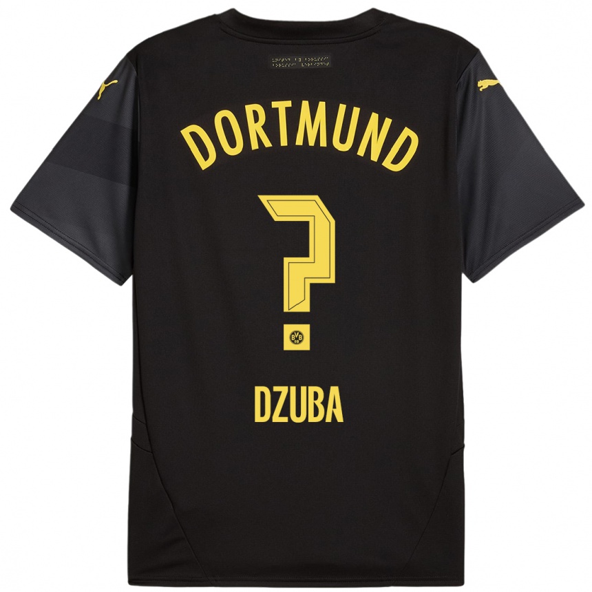 Niño Fútbol Camiseta Fabian Dzuba #0 Negro Amarillo 2ª Equipación 2024/25