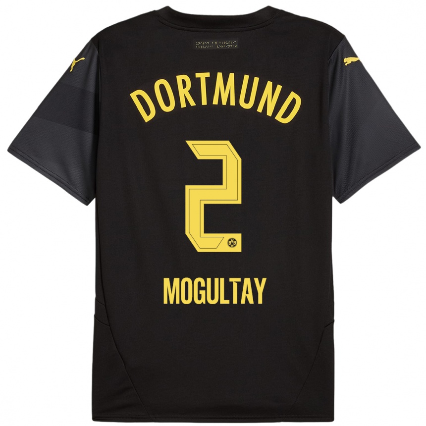 Niño Fútbol Camiseta Baran Mogultay #2 Negro Amarillo 2ª Equipación 2024/25