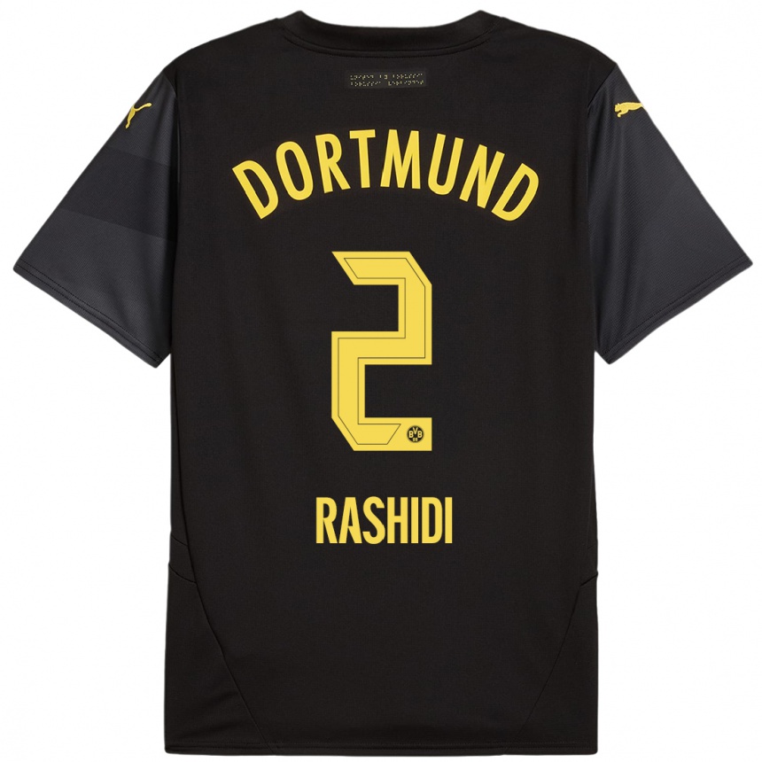 Niño Fútbol Camiseta William Rashidi #2 Negro Amarillo 2ª Equipación 2024/25