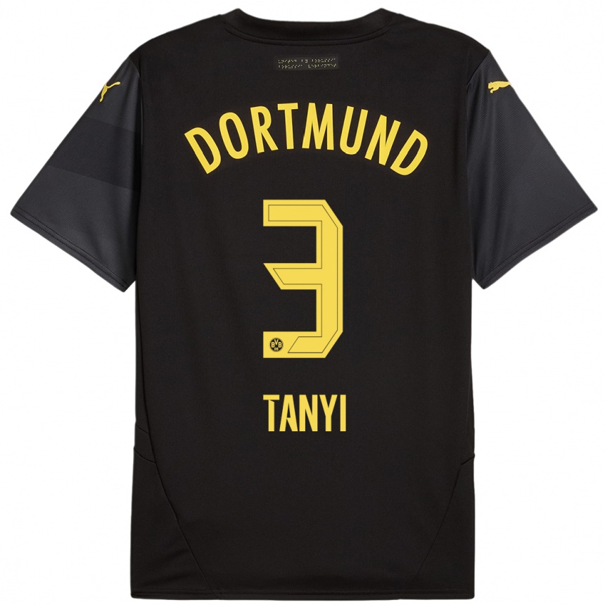 Niño Fútbol Camiseta Paul Tanyi #3 Negro Amarillo 2ª Equipación 2024/25