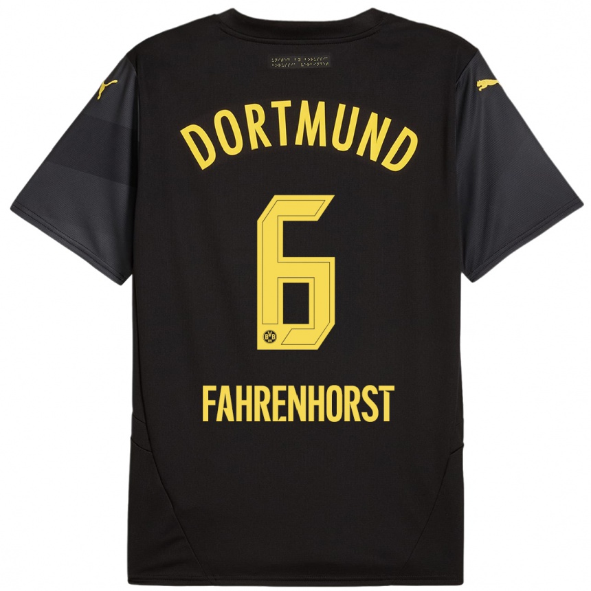 Niño Fútbol Camiseta Luke Fahrenhorst #6 Negro Amarillo 2ª Equipación 2024/25