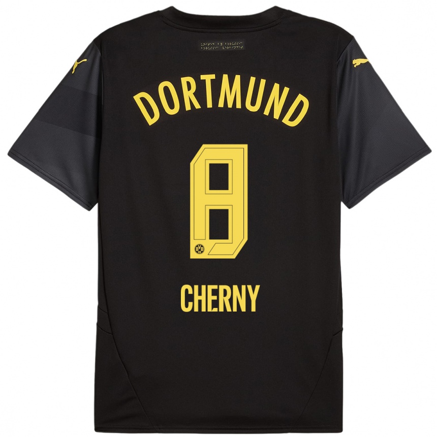 Niño Fútbol Camiseta Nick Cherny #8 Negro Amarillo 2ª Equipación 2024/25