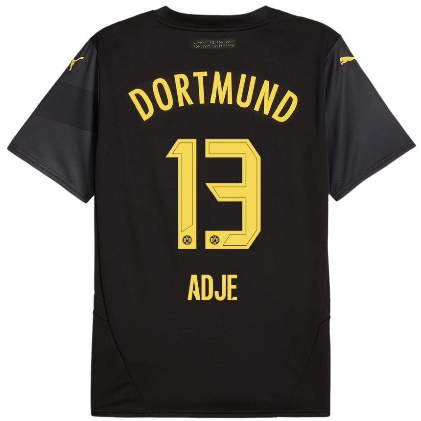 Niño Fútbol Camiseta Miguel Adje #13 Negro Amarillo 2ª Equipación 2024/25