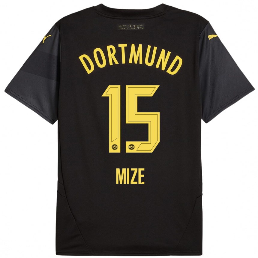 Niño Fútbol Camiseta Jack Mize #15 Negro Amarillo 2ª Equipación 2024/25