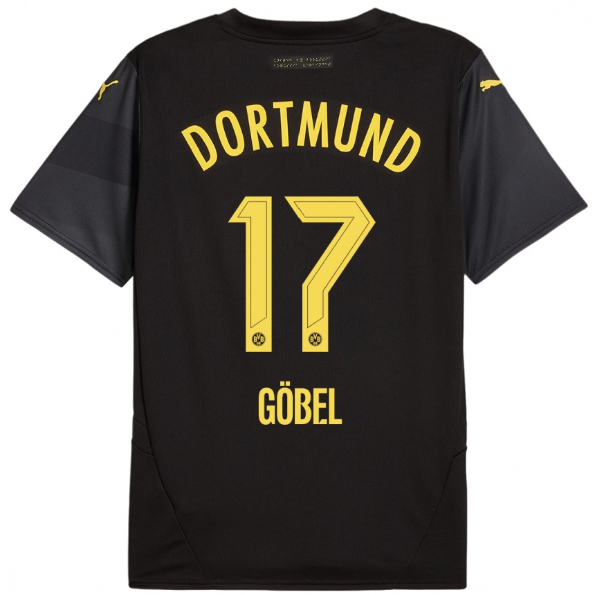 Niño Fútbol Camiseta Patrick Göbel #17 Negro Amarillo 2ª Equipación 2024/25