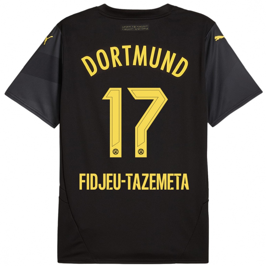 Niño Fútbol Camiseta Thierry Fidjeu-Tazemeta #17 Negro Amarillo 2ª Equipación 2024/25