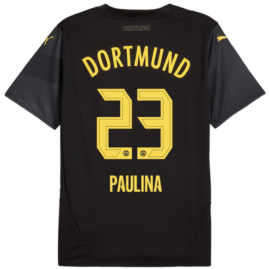 Niño Fútbol Camiseta Jordi Paulina #23 Negro Amarillo 2ª Equipación 2024/25