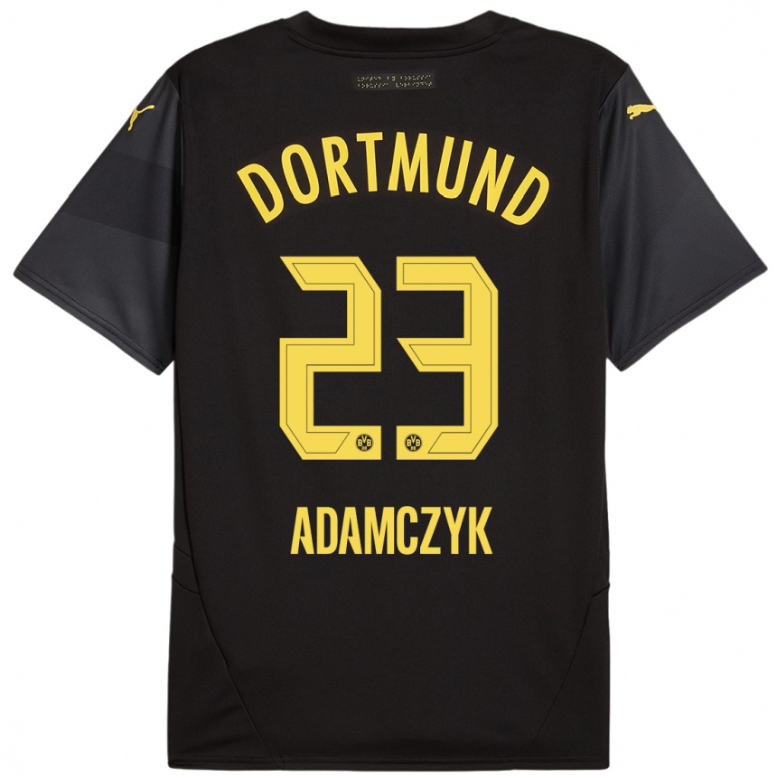 Niño Fútbol Camiseta Nico Adamczyk #23 Negro Amarillo 2ª Equipación 2024/25