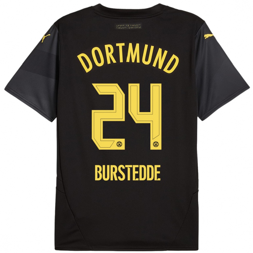 Niño Fútbol Camiseta Joshua Burstedde #24 Negro Amarillo 2ª Equipación 2024/25