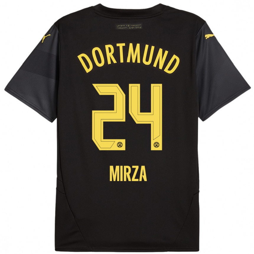 Niño Fútbol Camiseta Marwan-Omir Mirza #24 Negro Amarillo 2ª Equipación 2024/25