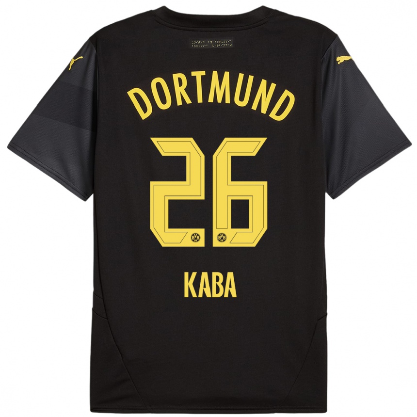 Niño Fútbol Camiseta Mussa Kaba #26 Negro Amarillo 2ª Equipación 2024/25