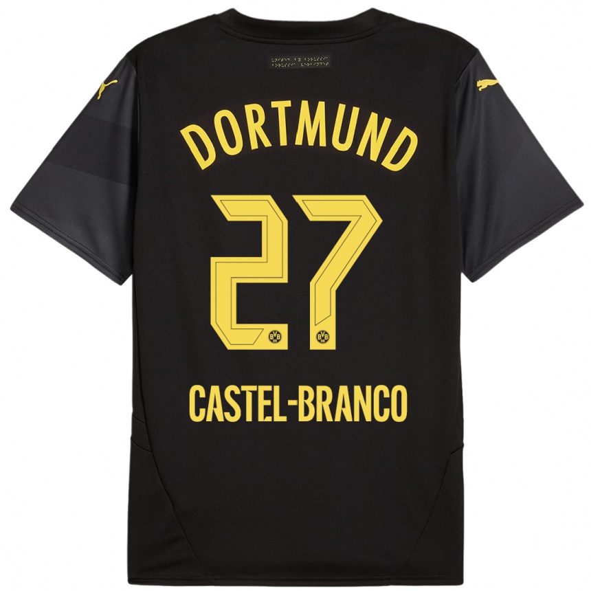 Niño Fútbol Camiseta Diego Castel-Branco #27 Negro Amarillo 2ª Equipación 2024/25