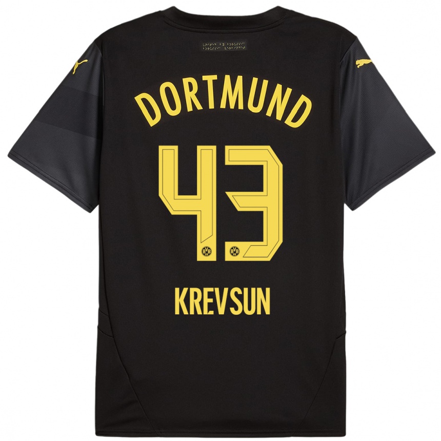 Niño Fútbol Camiseta Danylo Krevsun #43 Negro Amarillo 2ª Equipación 2024/25