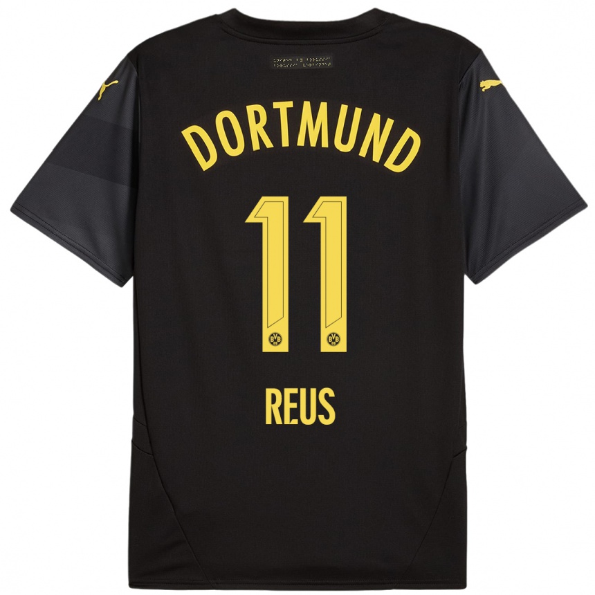 Niño Fútbol Camiseta Marco Reus #11 Negro Amarillo 2ª Equipación 2024/25