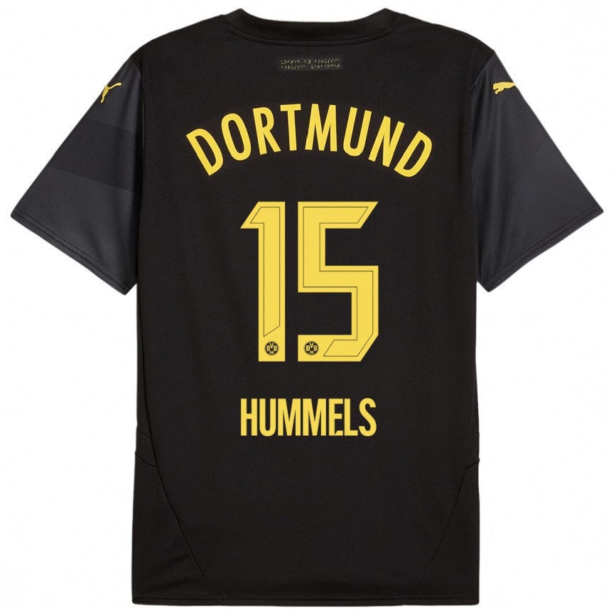 Niño Fútbol Camiseta Mats Hummels #15 Negro Amarillo 2ª Equipación 2024/25