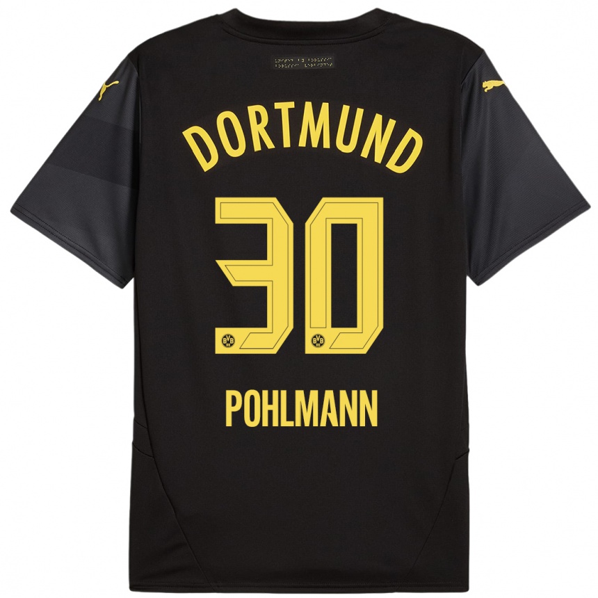 Niño Fútbol Camiseta Ole Pohlmann #30 Negro Amarillo 2ª Equipación 2024/25