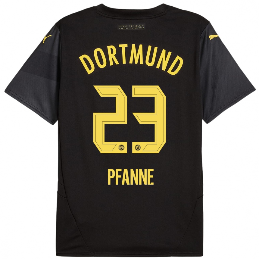 Niño Fútbol Camiseta Franz Pfanne #23 Negro Amarillo 2ª Equipación 2024/25