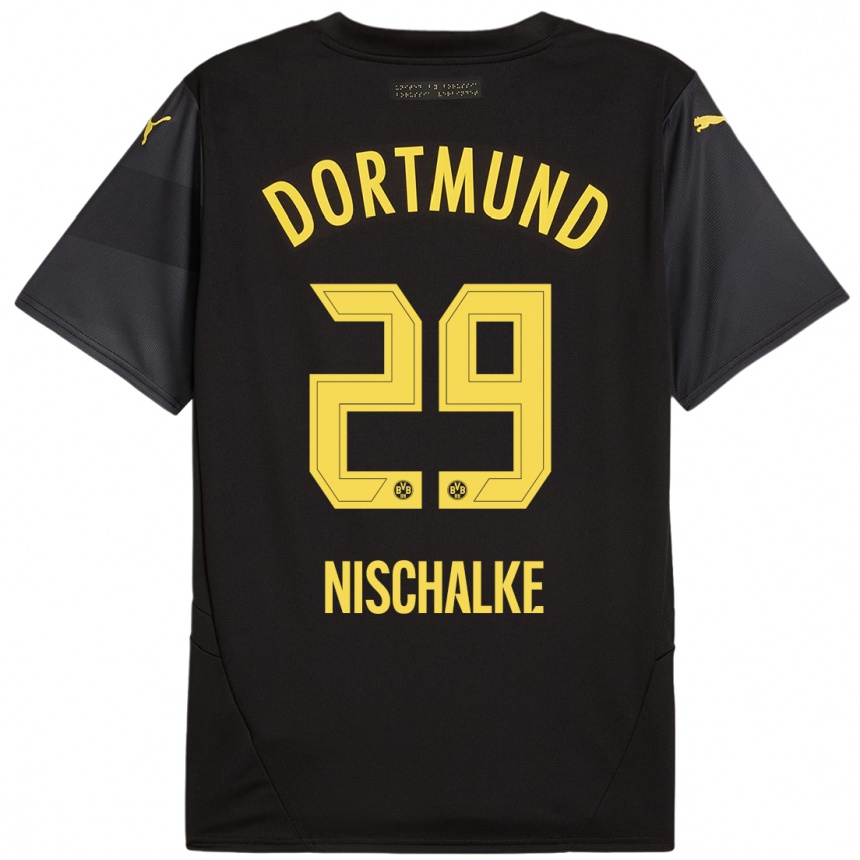 Niño Fútbol Camiseta Jermain Nischalke #29 Negro Amarillo 2ª Equipación 2024/25