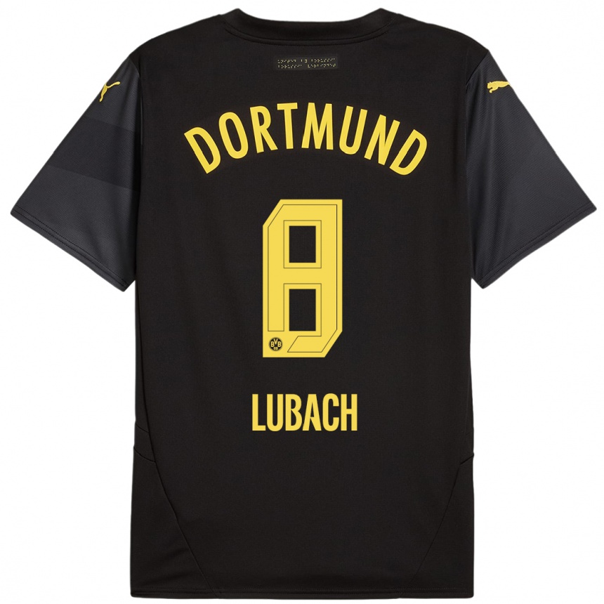 Niño Fútbol Camiseta Rafael Lubach #8 Negro Amarillo 2ª Equipación 2024/25