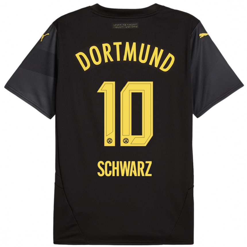 Niño Fútbol Camiseta Oskar Schwarz #10 Negro Amarillo 2ª Equipación 2024/25