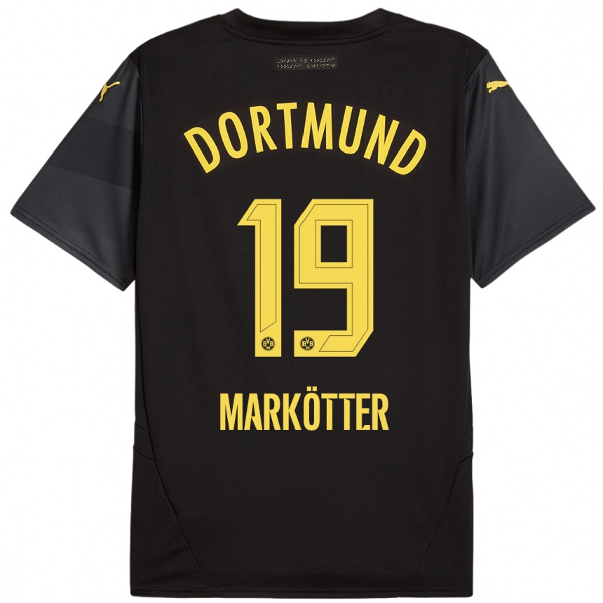 Niño Fútbol Camiseta Jonah Markötter #19 Negro Amarillo 2ª Equipación 2024/25