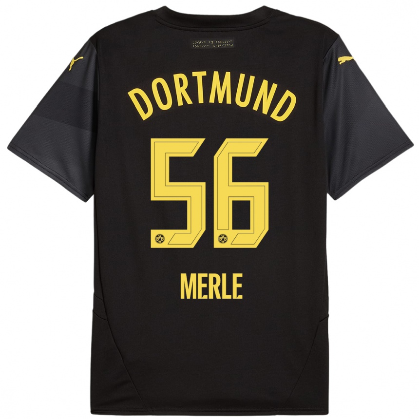 Niño Fútbol Camiseta Albers Merle #56 Negro Amarillo 2ª Equipación 2024/25