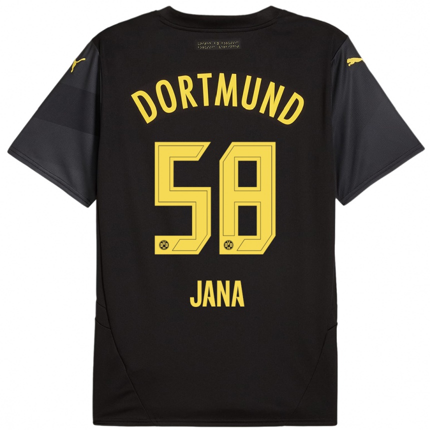 Niño Fútbol Camiseta Nordberg Jana #58 Negro Amarillo 2ª Equipación 2024/25