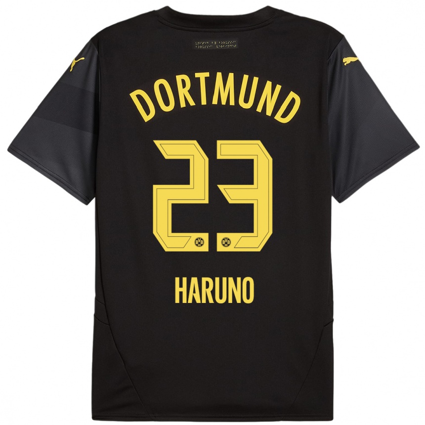 Niño Fútbol Camiseta Sasaki Haruno #23 Negro Amarillo 2ª Equipación 2024/25