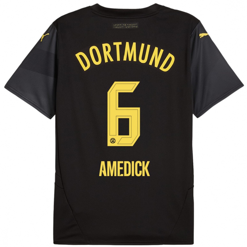 Niño Fútbol Camiseta Maik Amedick #6 Negro Amarillo 2ª Equipación 2024/25