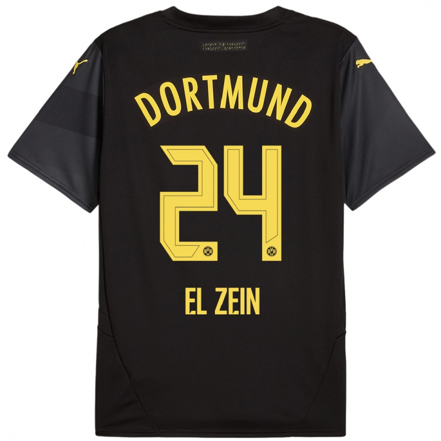 Niño Fútbol Camiseta Abu-Bekir Omer El-Zein #24 Negro Amarillo 2ª Equipación 2024/25