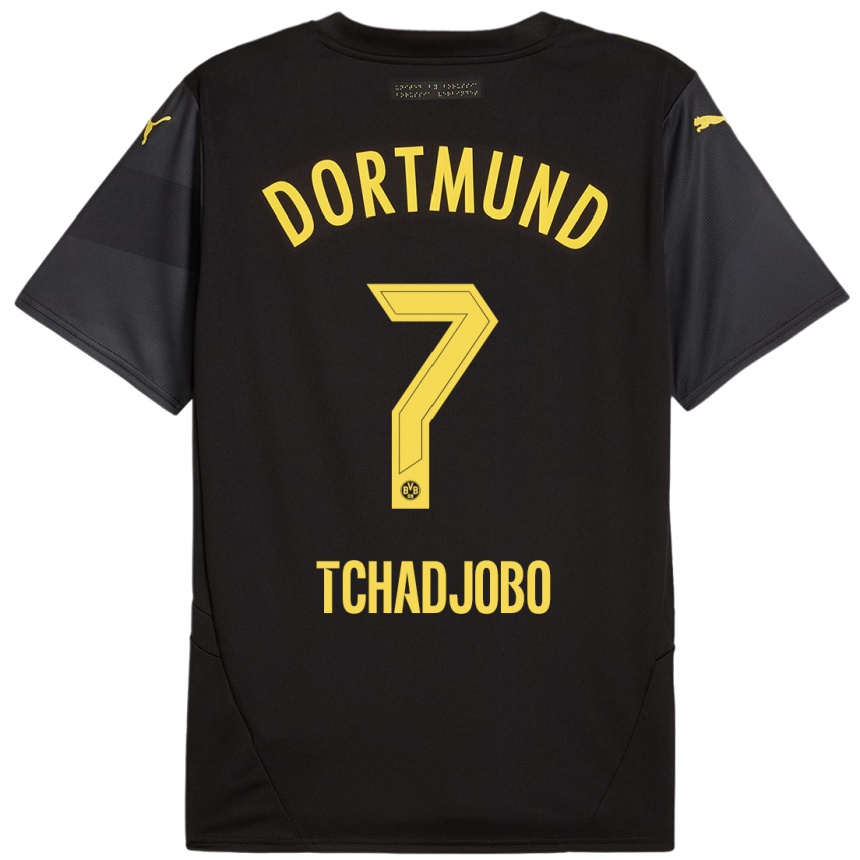 Niño Fútbol Camiseta Dia Tchadjobo #7 Negro Amarillo 2ª Equipación 2024/25