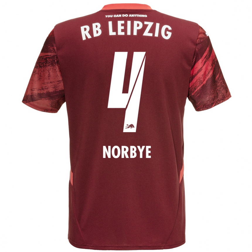 Niño Fútbol Camiseta Jonathan Norbye #4 Borgoña 2ª Equipación 2024/25