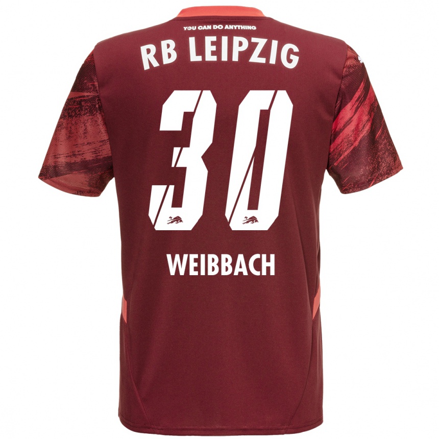 Niño Fútbol Camiseta Noah Weißbach #30 Borgoña 2ª Equipación 2024/25