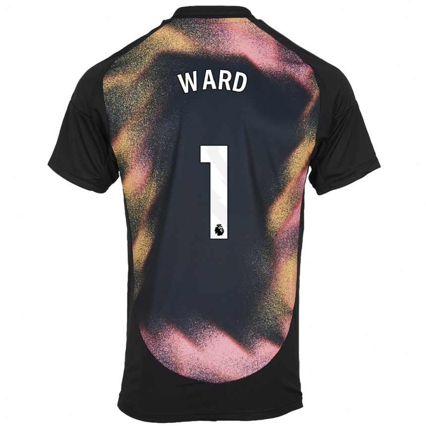 Niño Fútbol Camiseta Danny Ward #1 Negro Blanco 2ª Equipación 2024/25