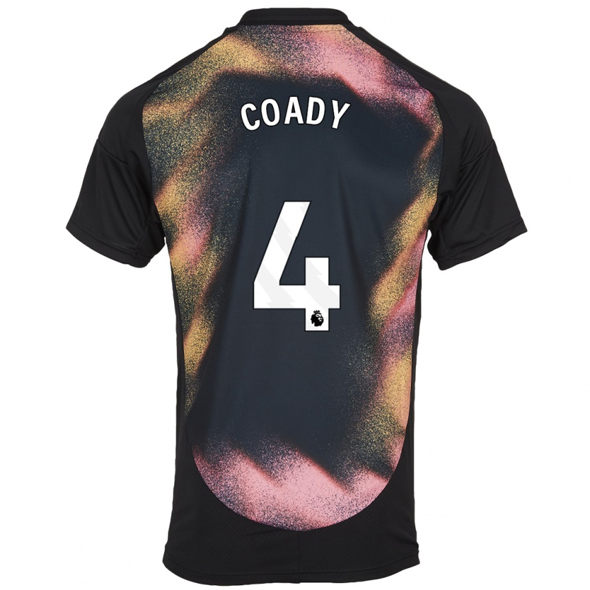 Niño Fútbol Camiseta Conor Coady #4 Negro Blanco 2ª Equipación 2024/25