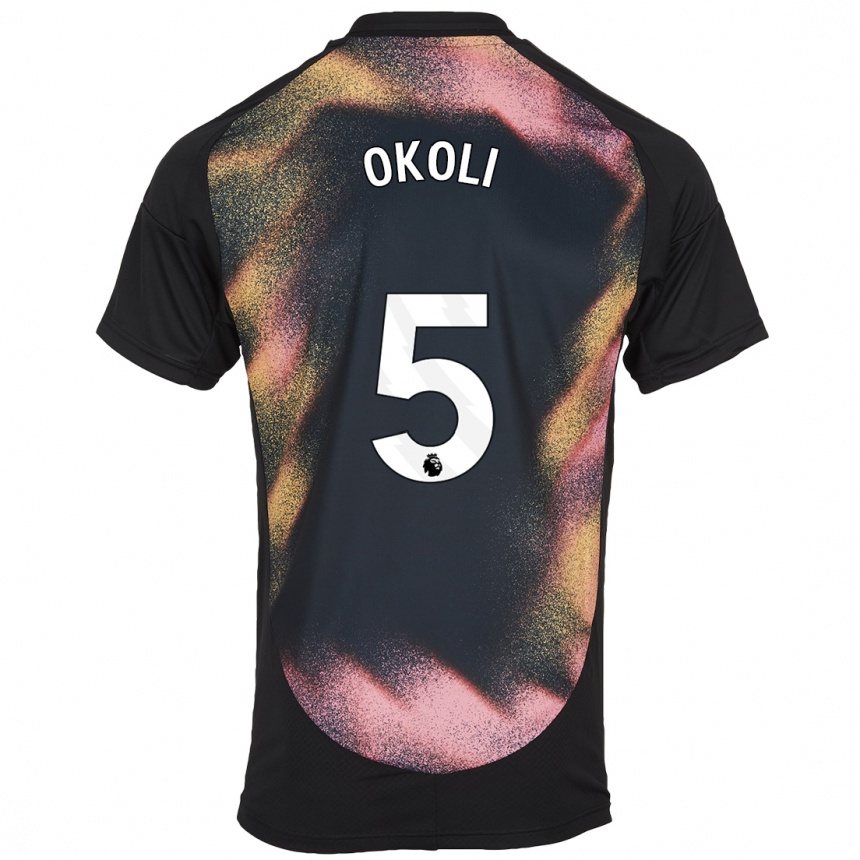 Niño Fútbol Camiseta Caleb Okoli #5 Negro Blanco 2ª Equipación 2024/25