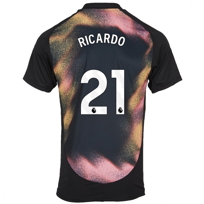 Niño Fútbol Camiseta Ricardo Pereira #21 Negro Blanco 2ª Equipación 2024/25