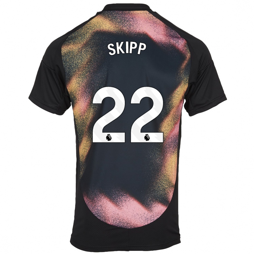 Niño Fútbol Camiseta Oliver Skipp #22 Negro Blanco 2ª Equipación 2024/25