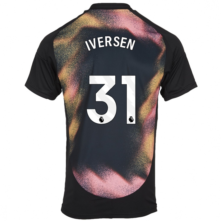 Niño Fútbol Camiseta Daniel Iversen #31 Negro Blanco 2ª Equipación 2024/25